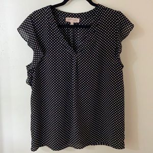 Philosophy polka dot flutter sleeve top